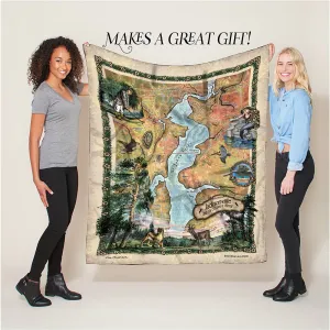 Jacksonville and The St. John's River Florida Map Blanket Double Stitched Edges Luxury Fluffy Super Soft 430 GSM Polyester Throw Blanket