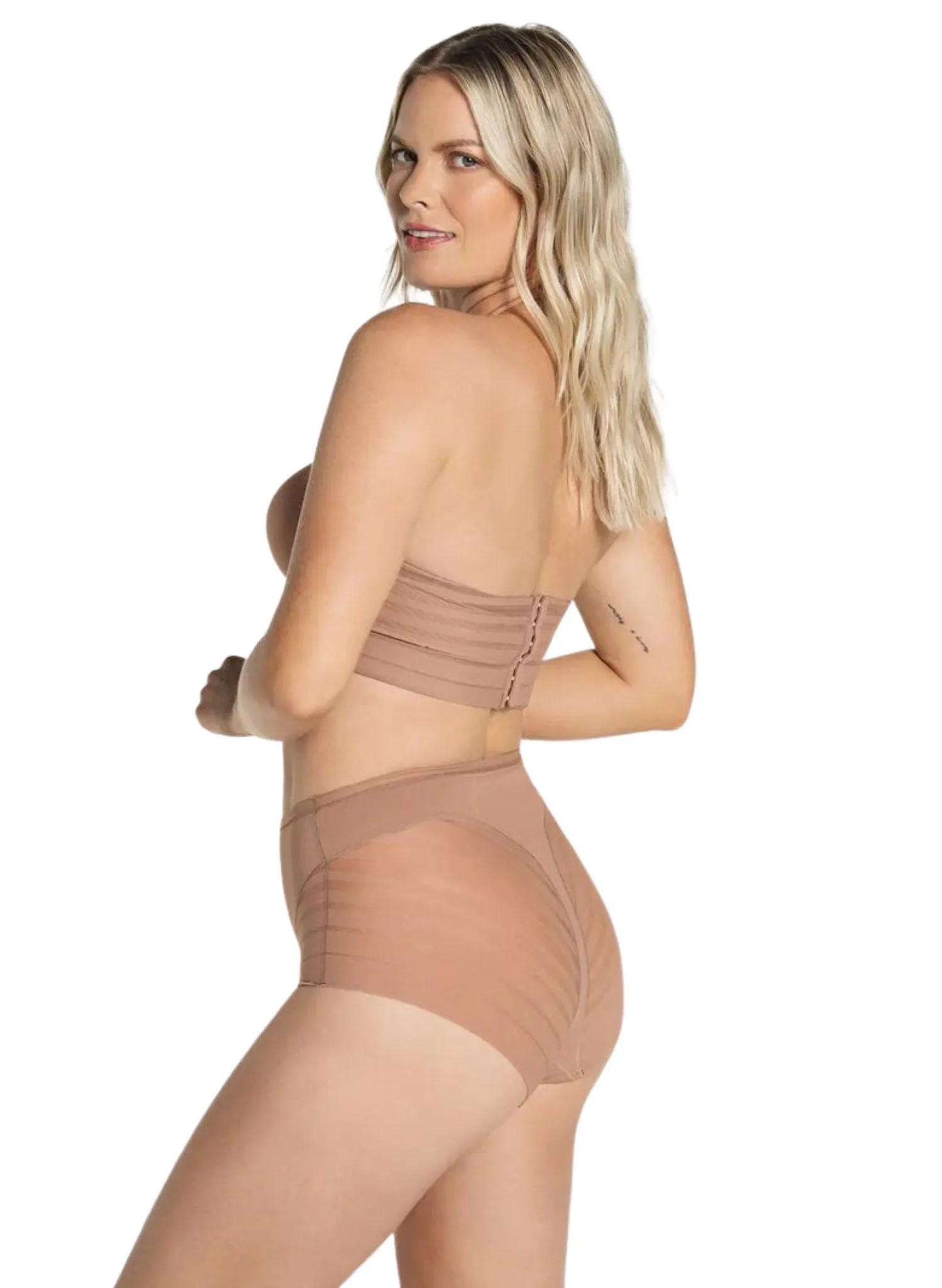 Lace Stripe Undetectable Classic Shaper Panty - Brown