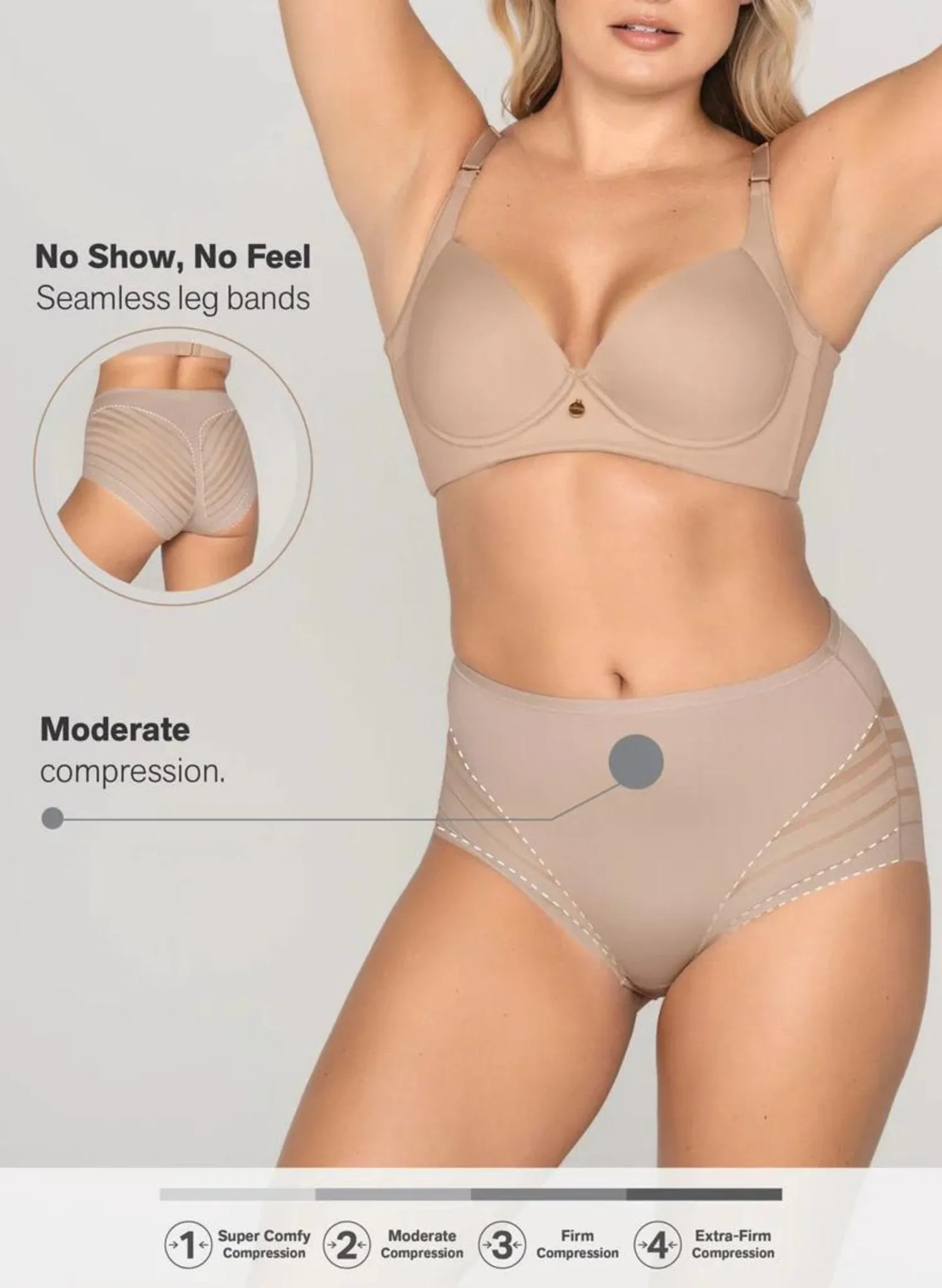 Lace Stripe Undetectable Classic Shaper Panty - Nude