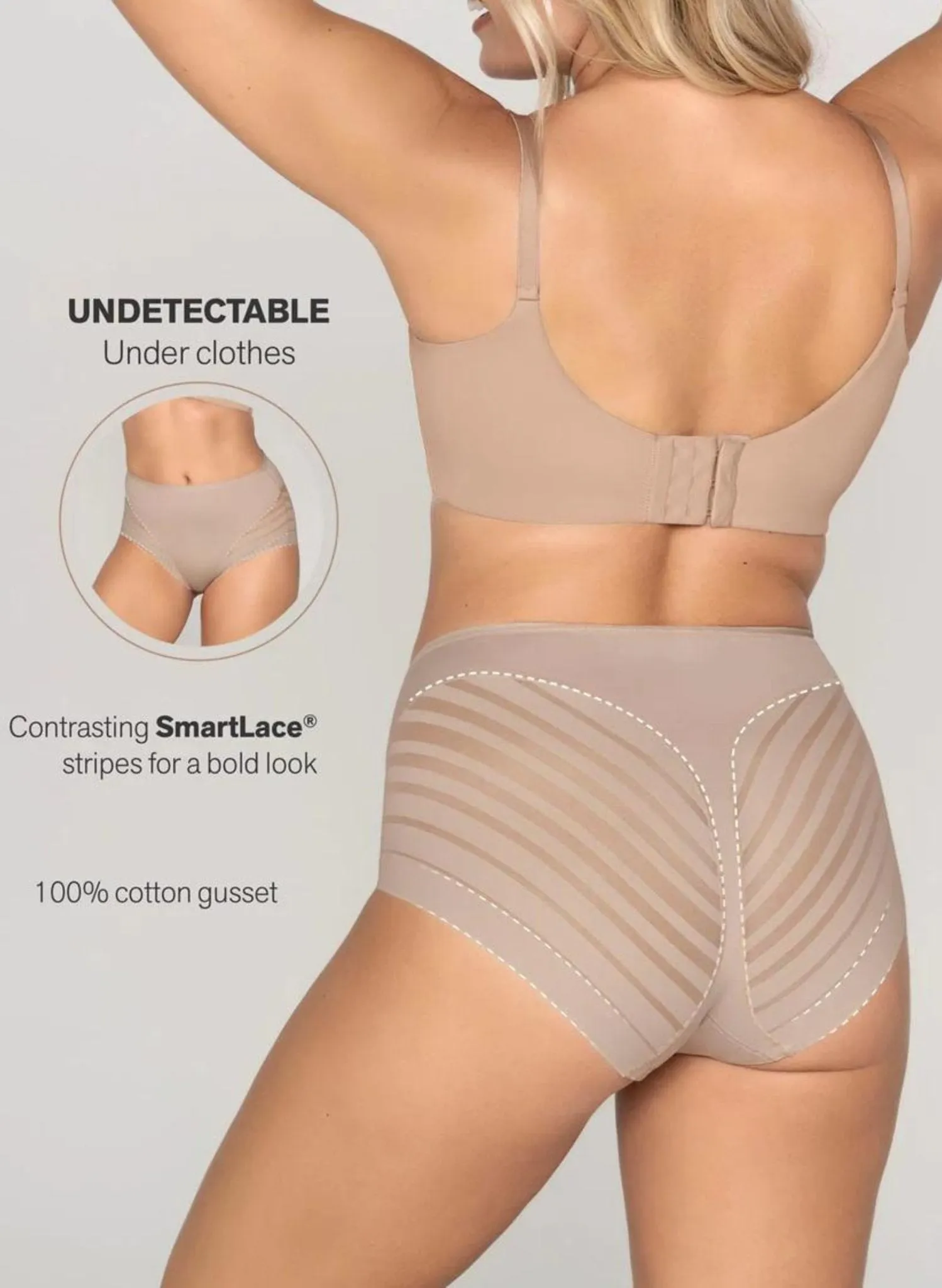 Lace Stripe Undetectable Classic Shaper Panty - Nude