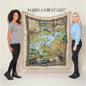 Lake Minnetonka Minnesota Map Sherpa Fleece Blanket Double Stitched Edges Cozy Luxury Fluffy Super Soft 430 GSM Polyester Throw Blanket