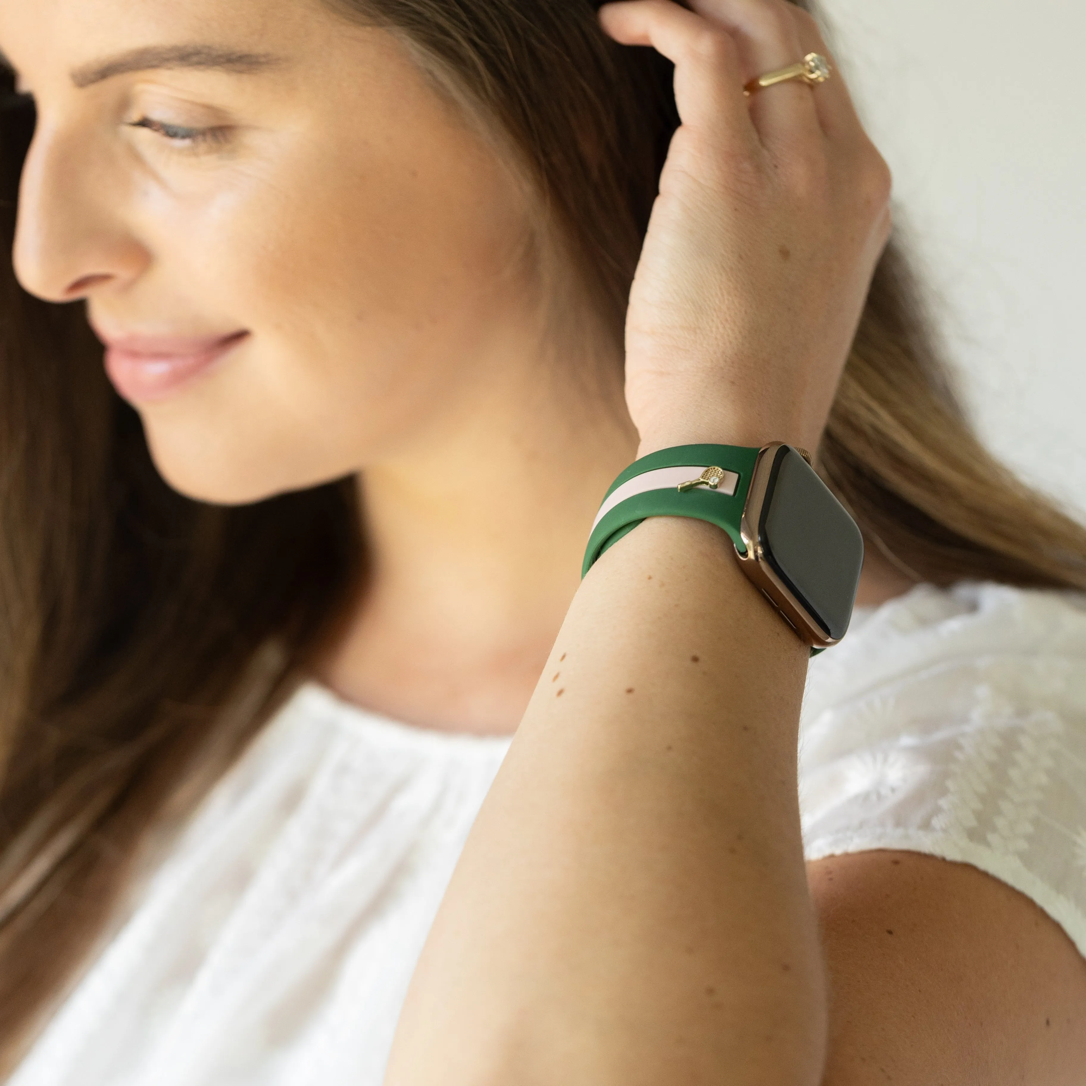 Let's Cause a Racket 🏓 Pink and Green Smart Watch Band