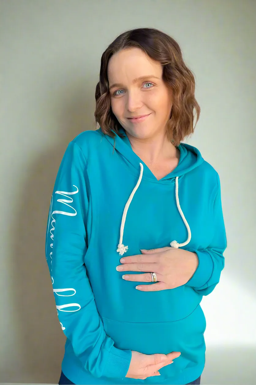 Mamushka Active Maternity & Nursing Hoodie - Aqua