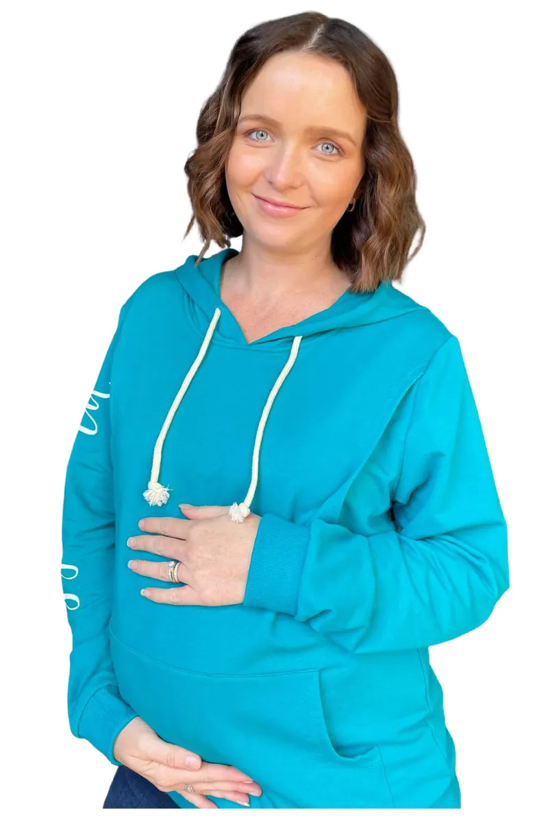 Mamushka Active Maternity & Nursing Hoodie - Aqua