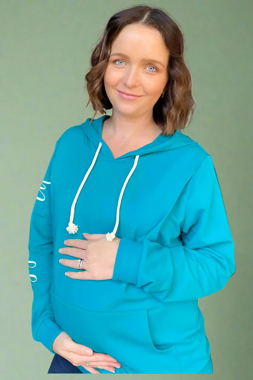 Mamushka Active Maternity & Nursing Hoodie - Aqua