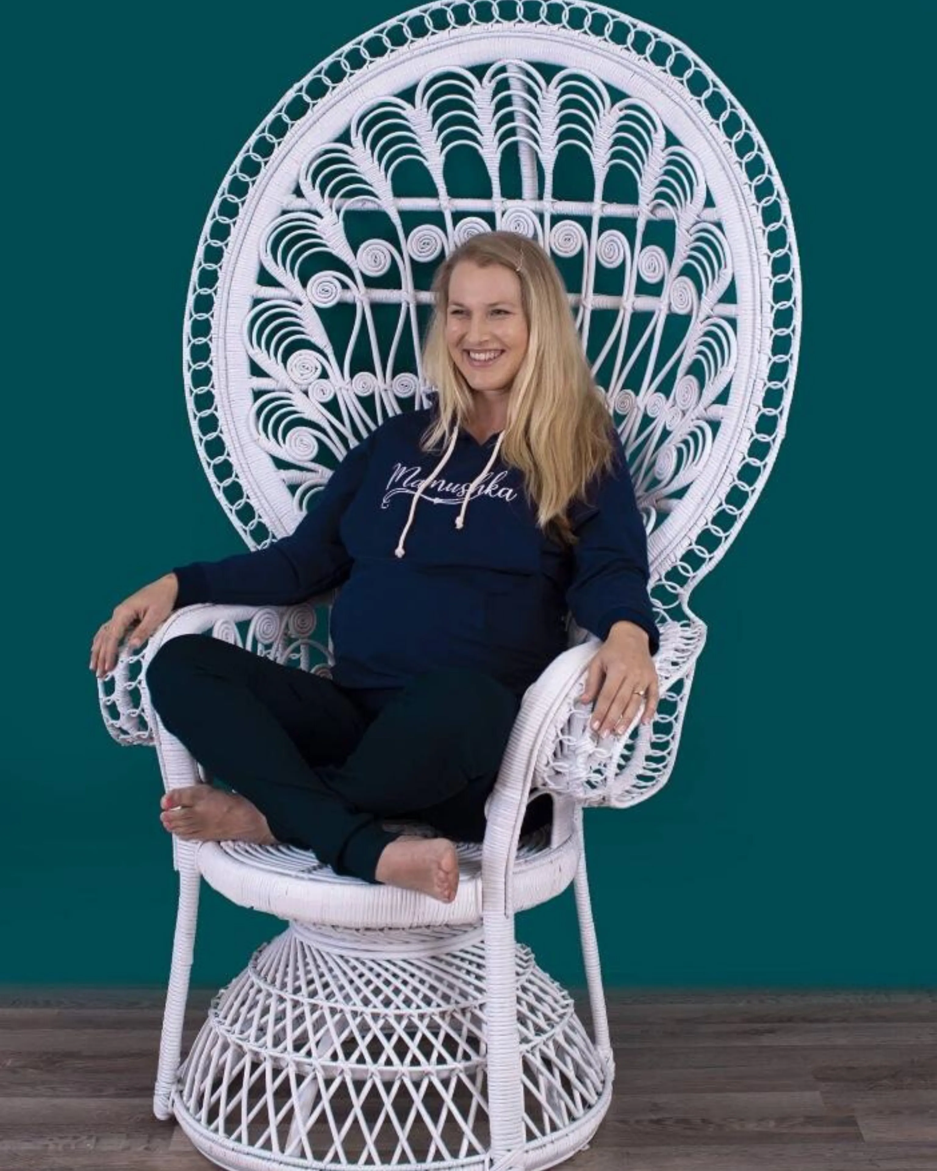 Mamushka Active Maternity & Nursing Hoodie - Navy / White Print