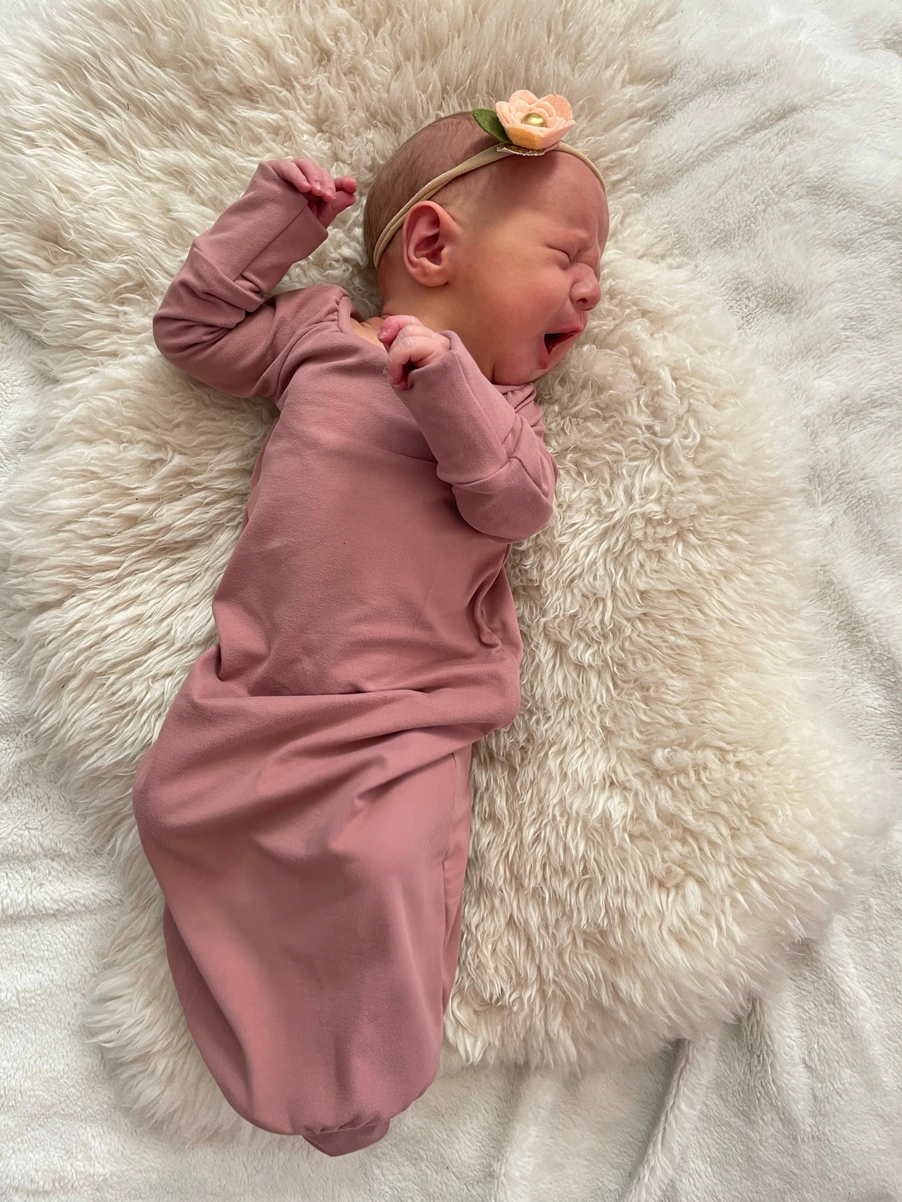 Mauve Sleeper Newborn Gown