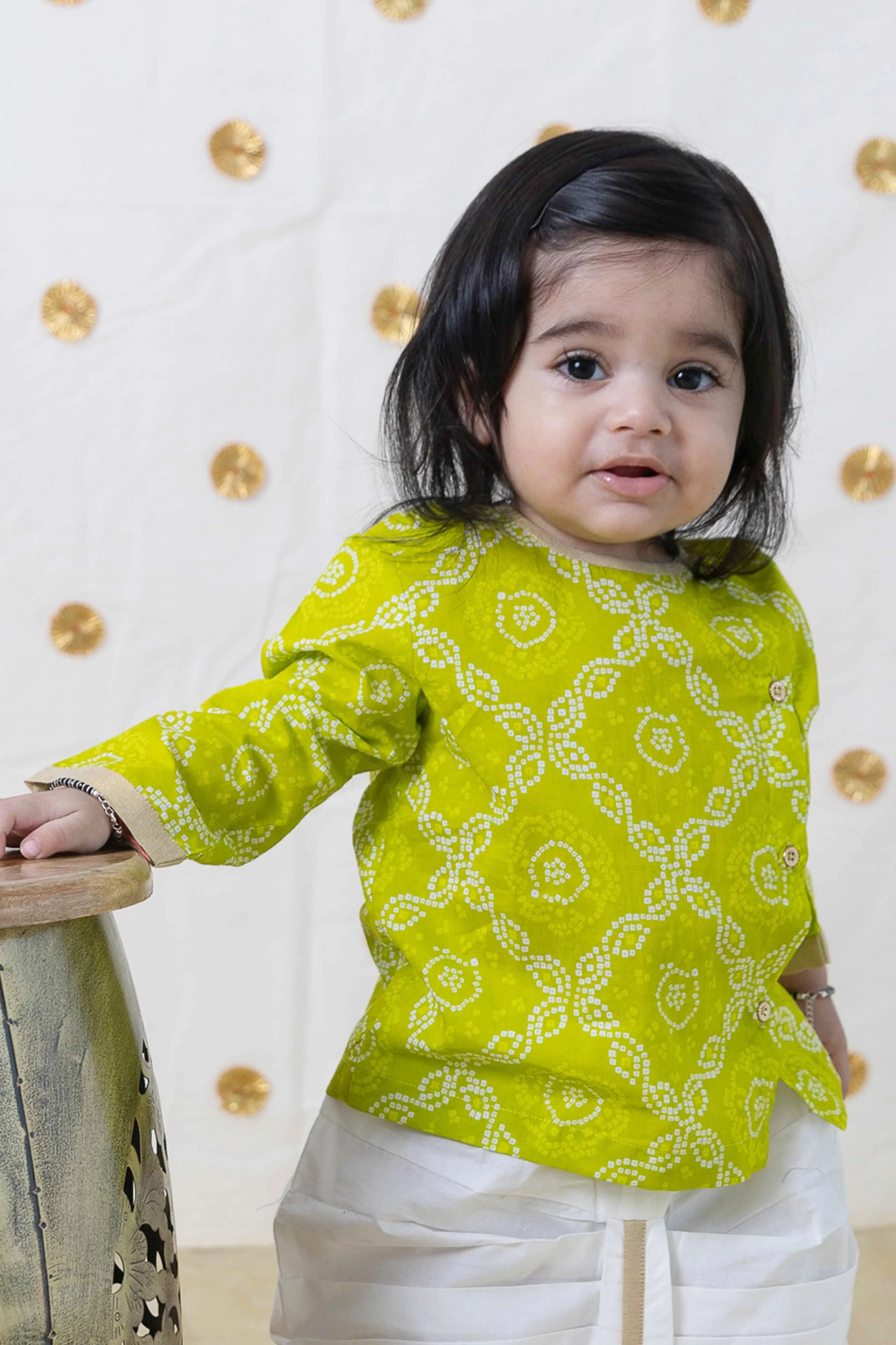 Mini Maharaj Dhoti Kurta Set - Green