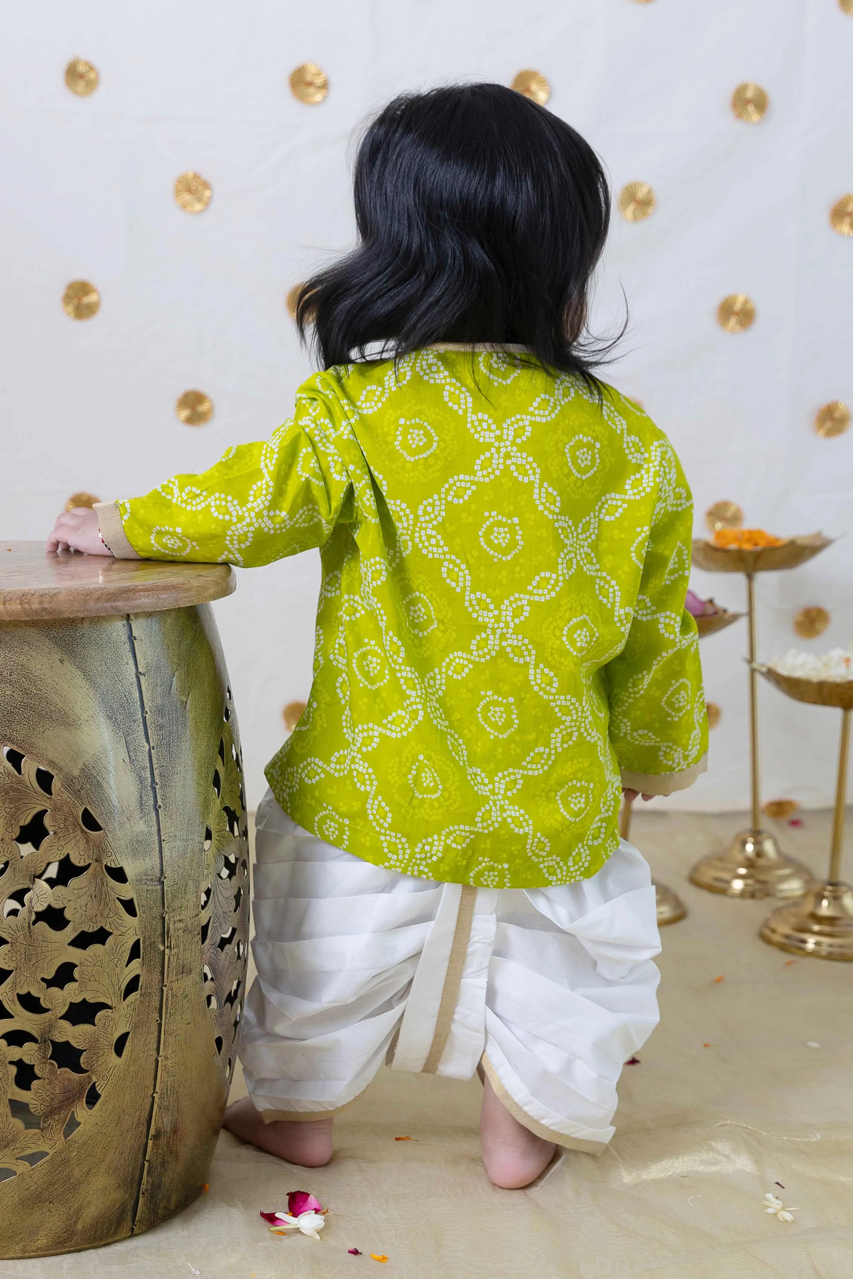 Mini Maharaj Dhoti Kurta Set - Green