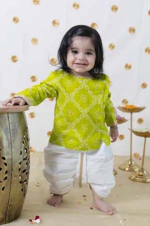 Mini Maharaj Dhoti Kurta Set - Green