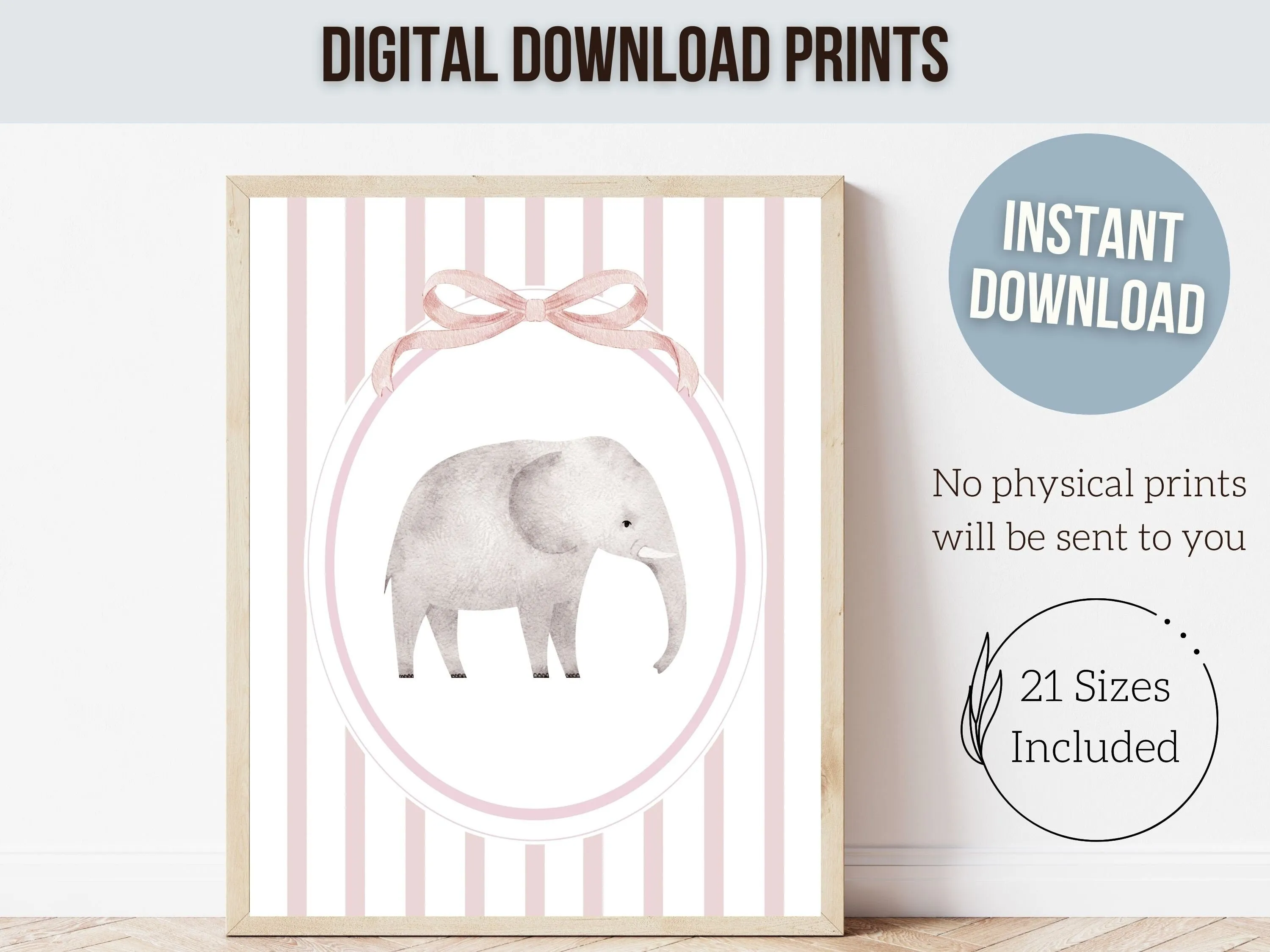 Mommy and Me Elephant Nursery Print Set of 2