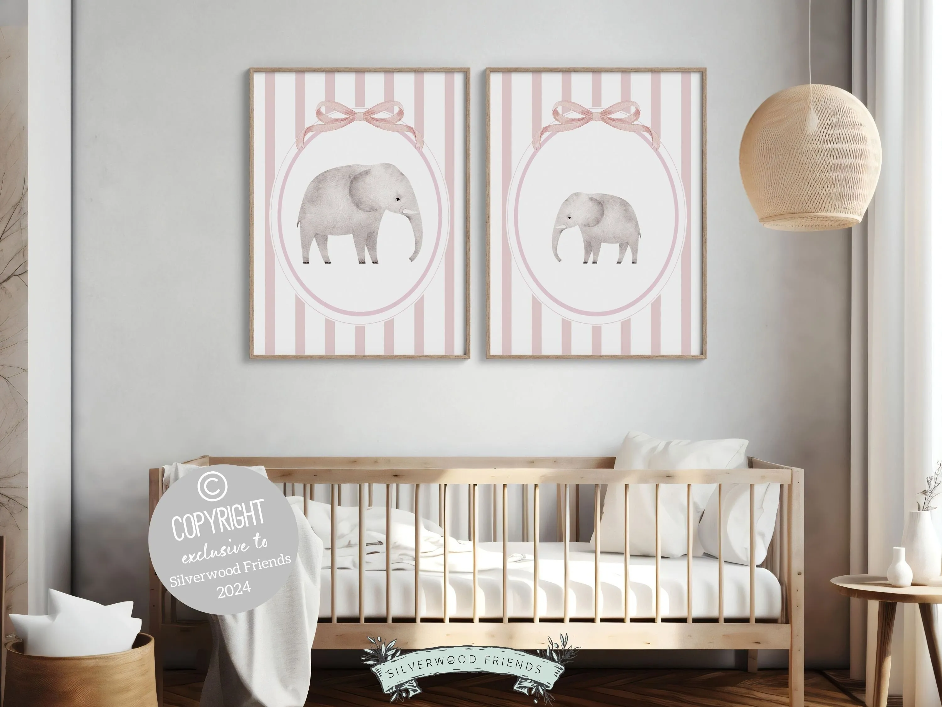 Mommy and Me Elephant Nursery Print Set of 2
