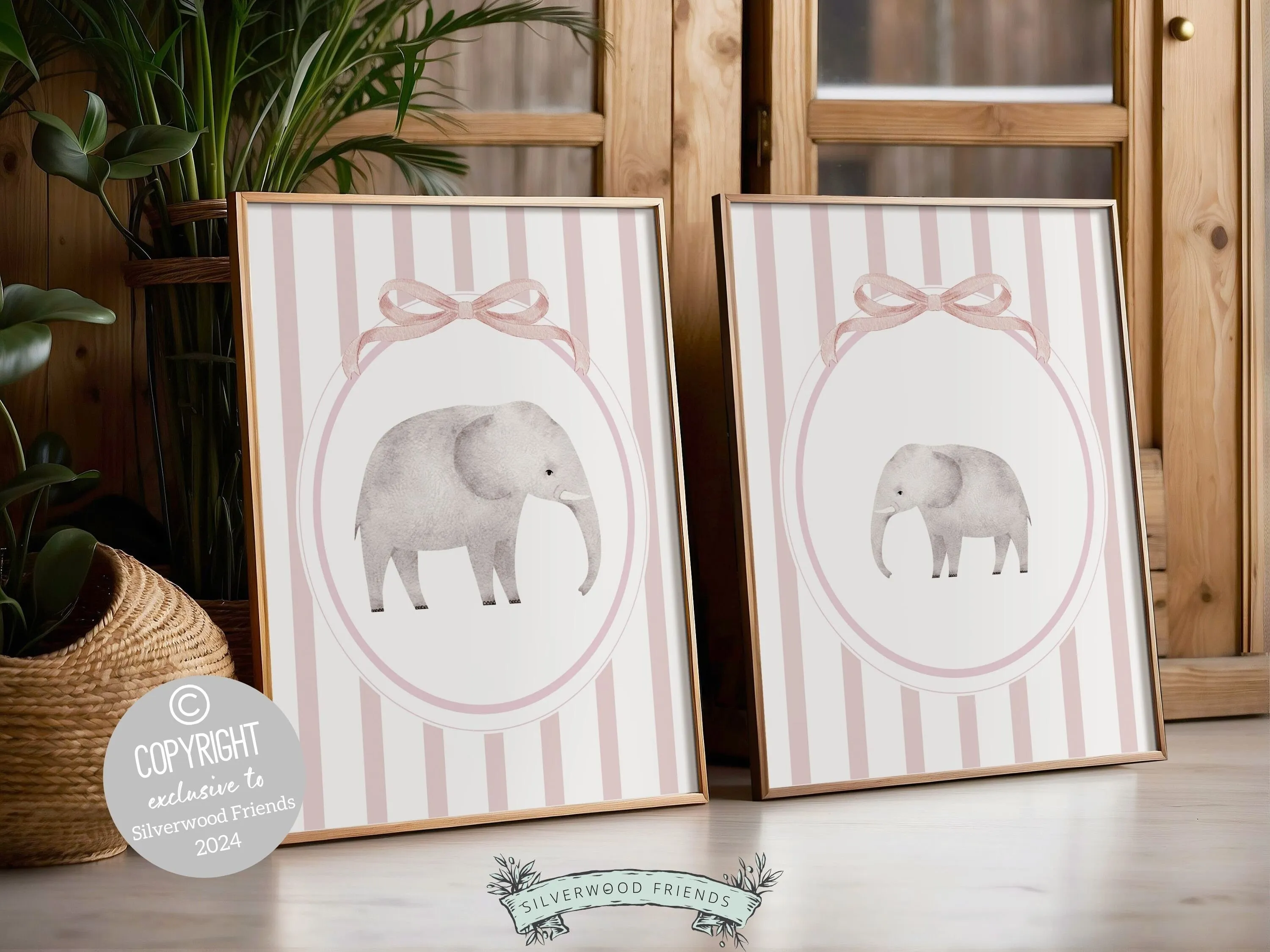 Mommy and Me Elephant Nursery Print Set of 2
