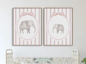 Mommy and Me Elephant Nursery Print Set of 2