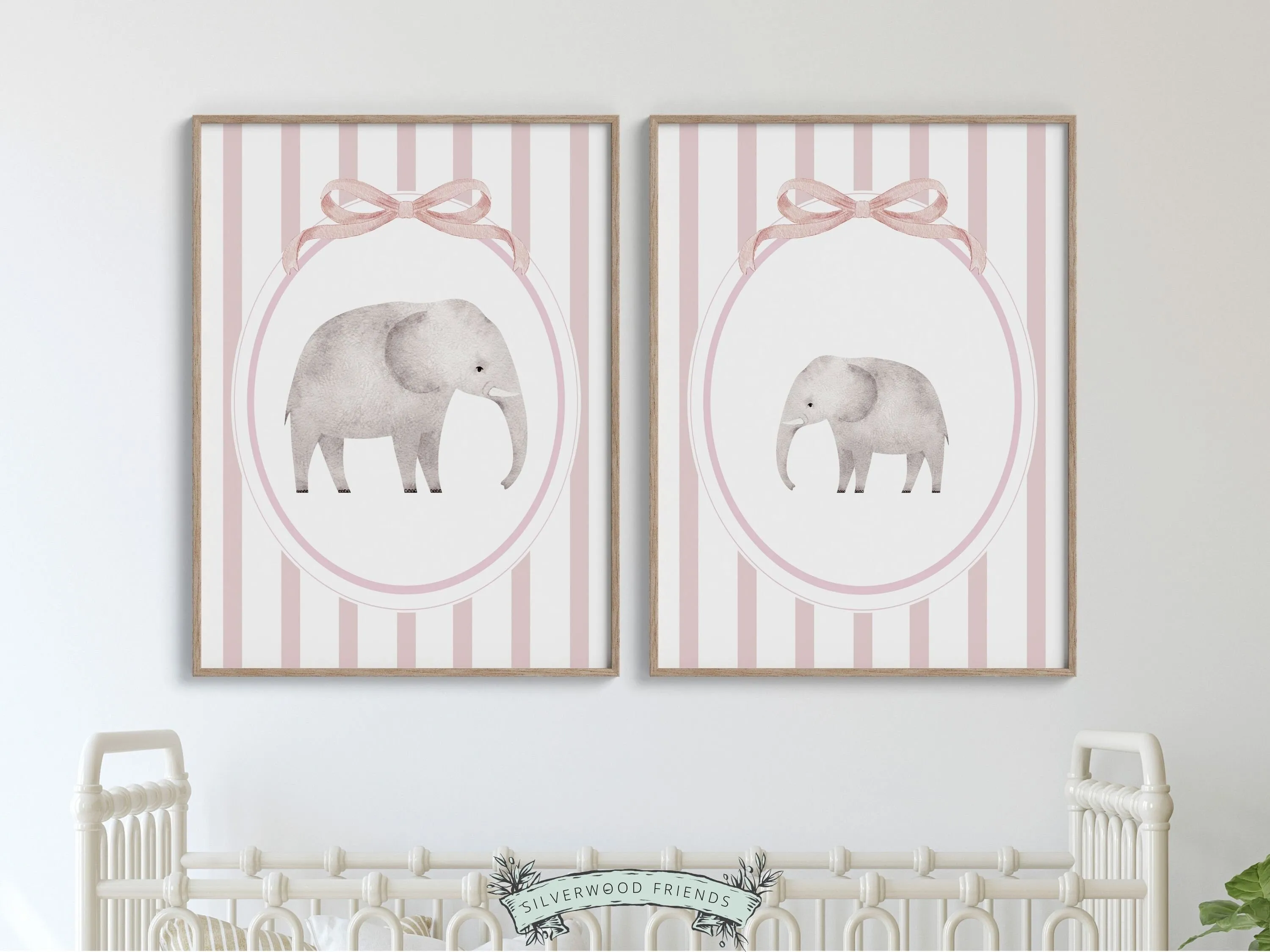 Mommy and Me Elephant Nursery Print Set of 2