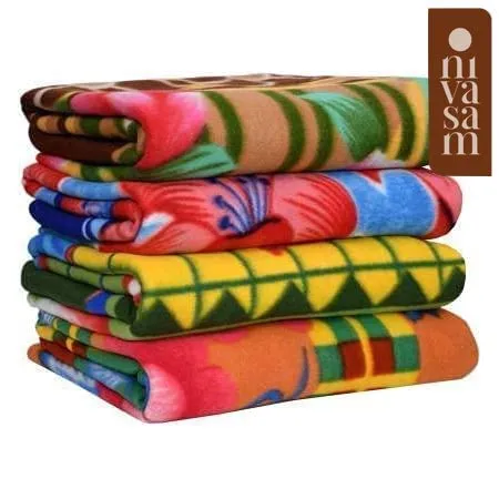 Nivasam Lightweight Printed Fleece Blanket, Bedsheet For All Seasons Super Soft Plush And Luxurious Ac Blanket Warm And Cozy (Single Bed, 3), Multicolour, 500 TC