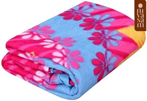 Nivasam Lightweight Printed Fleece Blanket, Bedsheet For All Seasons Super Soft Plush And Luxurious Ac Blanket Warm And Cozy (Single Bed, 3), Multicolour, 500 TC