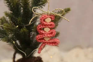 NON-PROP; Christmas Ornaments; Bead Trees; Red with square wood Beads; Ready to Ship