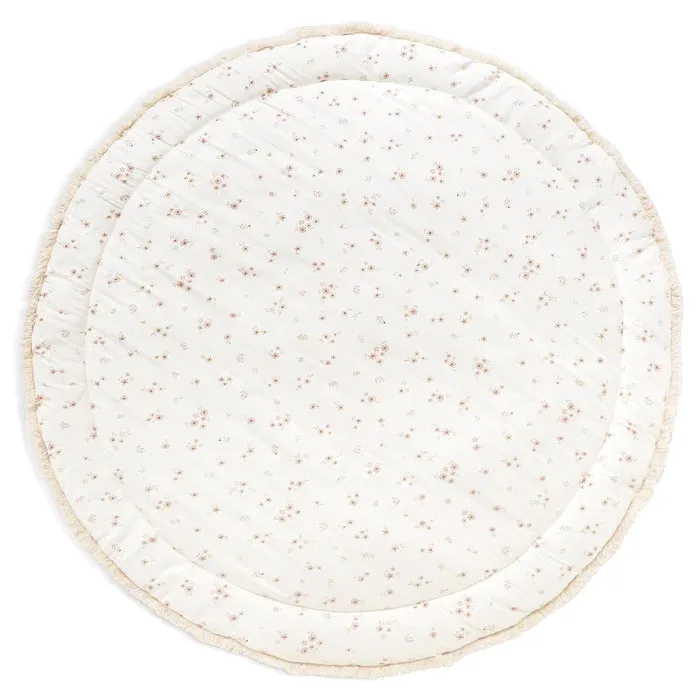 Organic Cotton Quilted Reversible Play Mat | Bloom and Solid Beige | MakeMake Organics