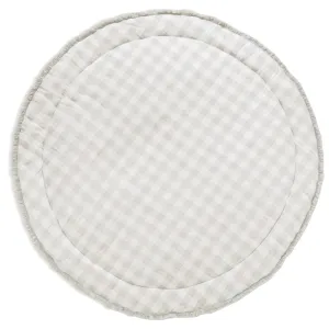 Organic Cotton Quilted Reversible Play Mat | Gingham & Solid Vanilla White | MakeMake Organics