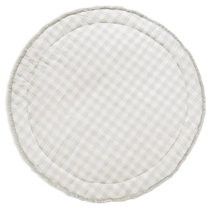 Organic Cotton Quilted Reversible Play Mat | Gingham & Solid Vanilla White | MakeMake Organics