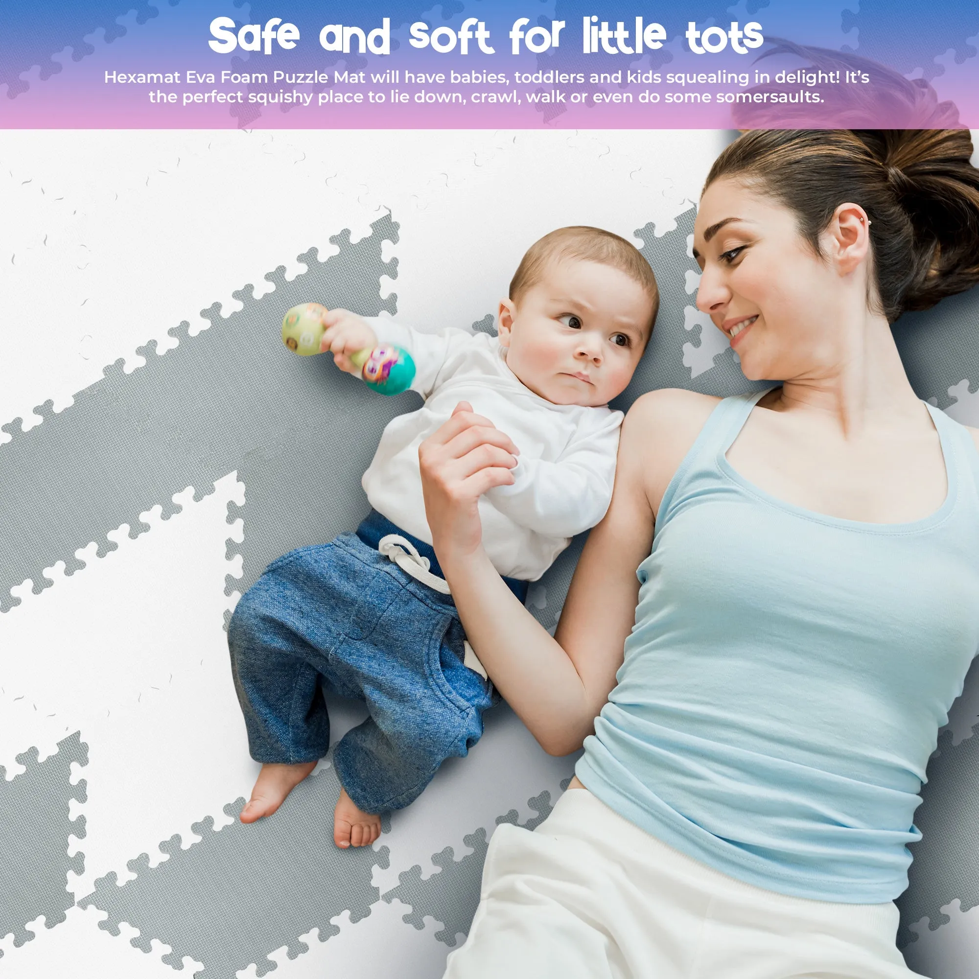 Red Suricata White & Grey Hexamat - Play Spot Foam Mat Puzzle Tiles