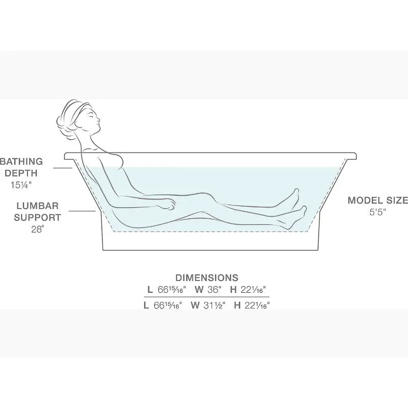 Reve 66.94" x 31.5" x 22.06" Freestanding Bathtub in White