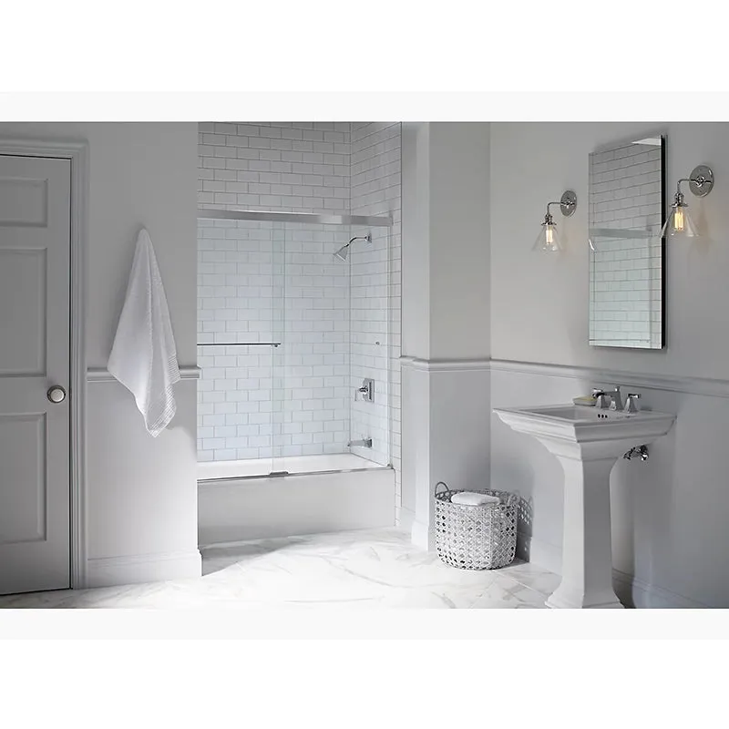 Revel 55.5" Clear Glass Sliding Bath Door in Anodized Brushed Nickel with 0.25" Thick Glass