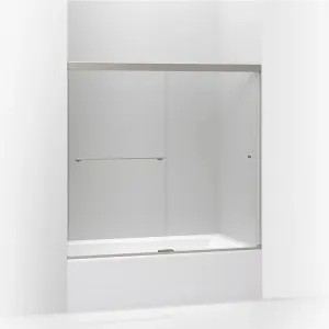Revel 55.5" Clear Glass Sliding Bath Door in Anodized Brushed Nickel with 0.31" Thick Glass