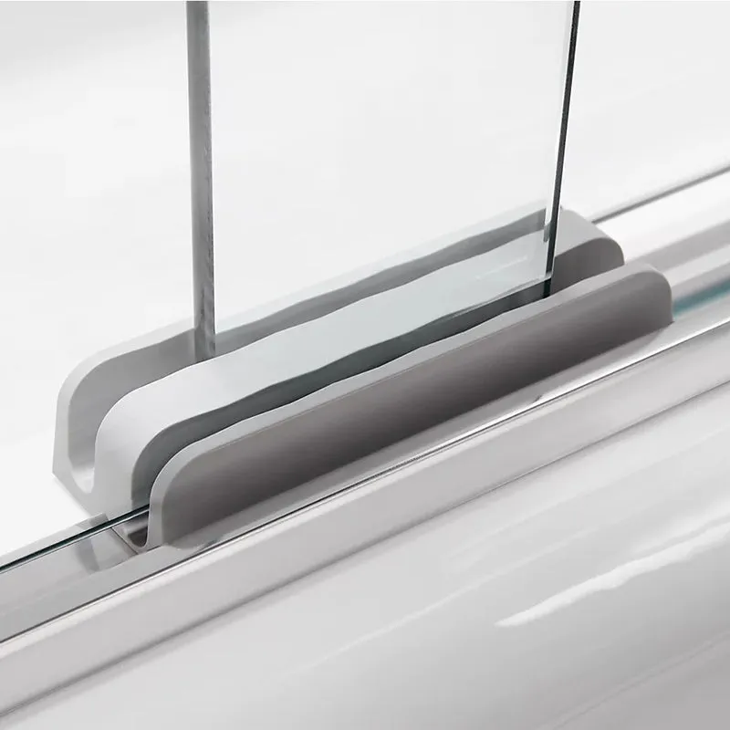 Revel 55.5" Clear Glass Sliding Bath Door in Anodized Brushed Nickel with 0.31" Thick Glass
