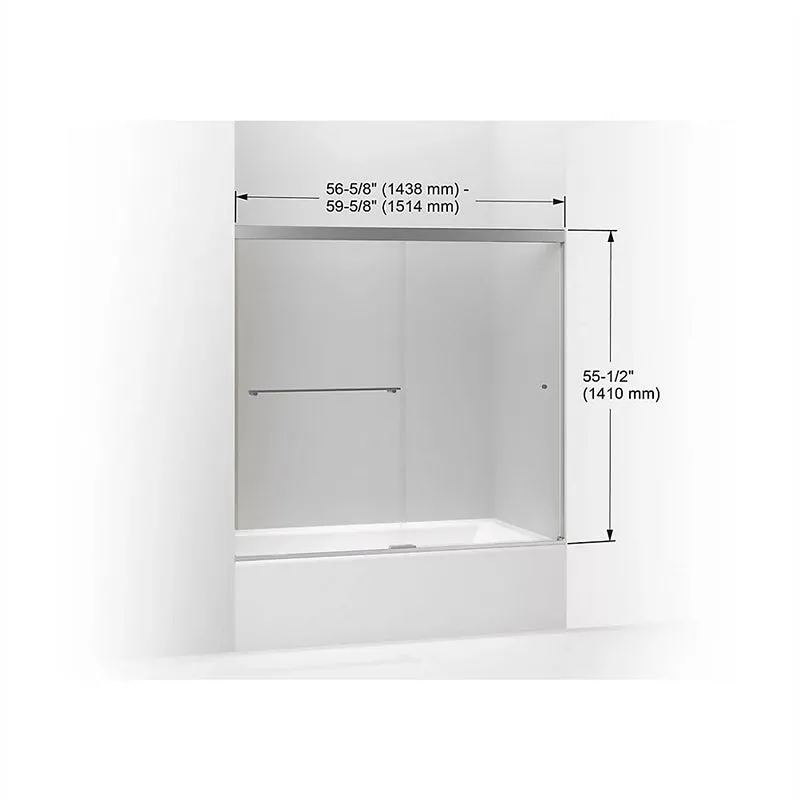 Revel 55.5" Clear Glass Sliding Bath Door in Anodized Brushed Nickel with 0.31" Thick Glass