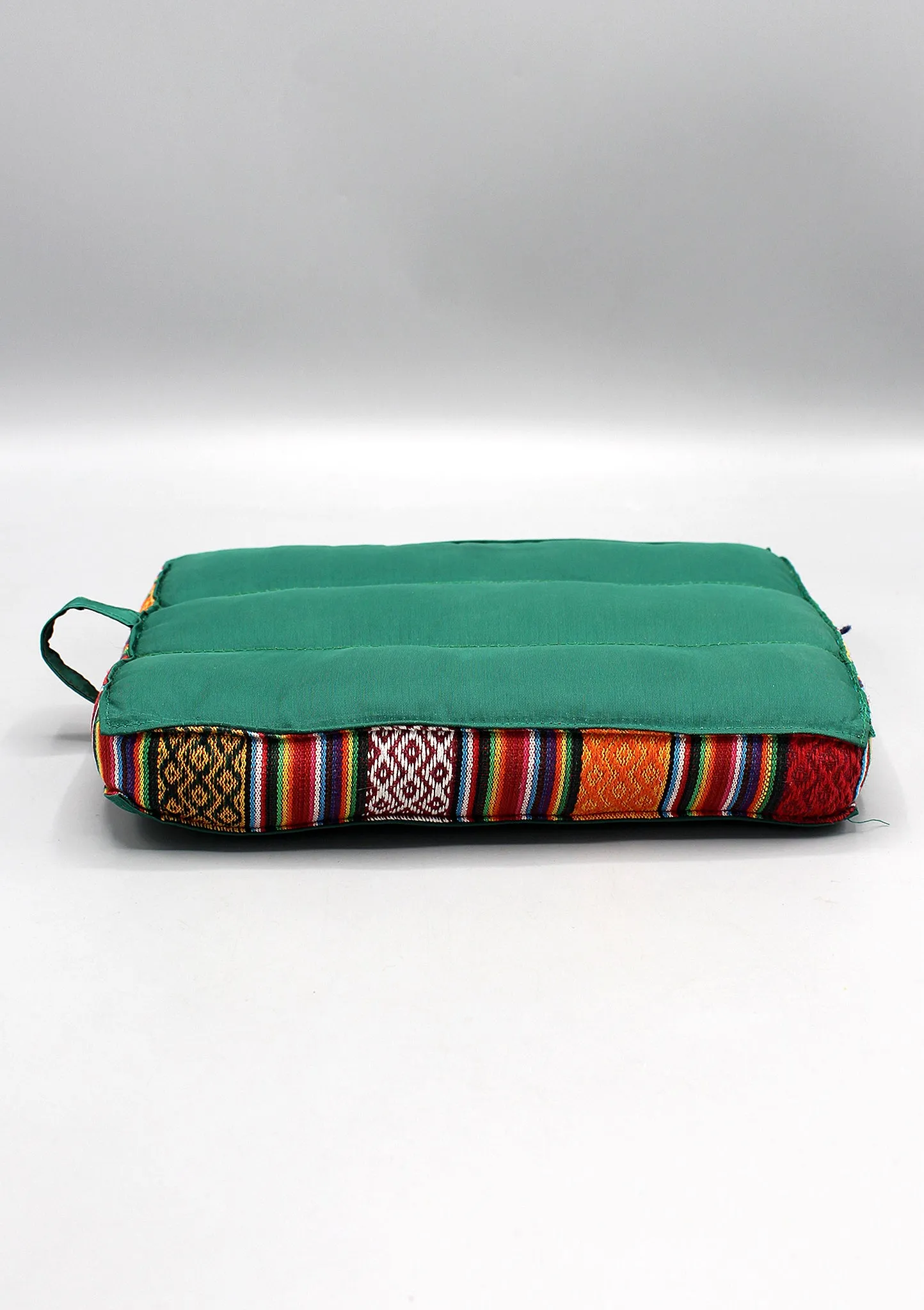 Small Cotton Meditation Cushion with Bhutanese Fabric Border