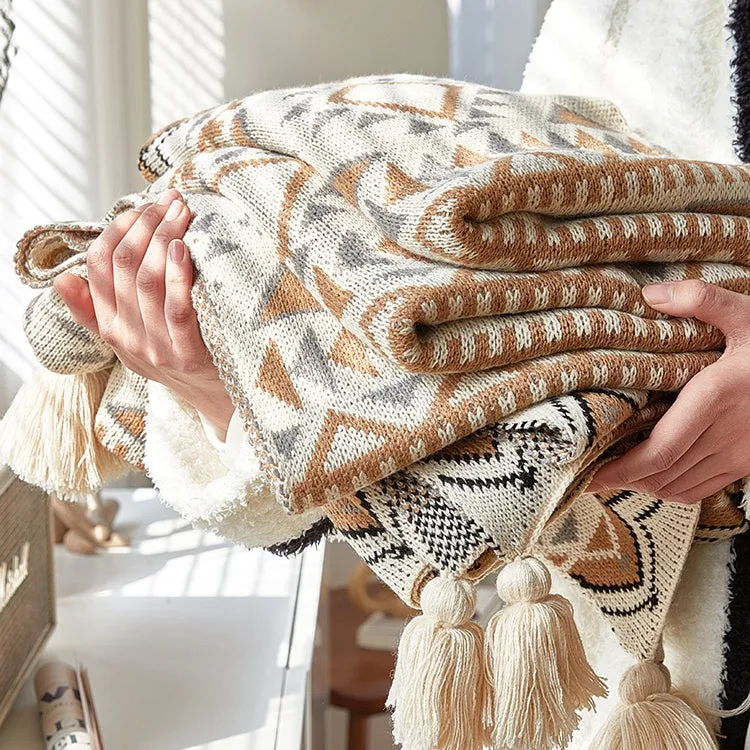 Soft Throw Blankets, Cozy Knitted Throw, Acrylic Blanket for Winter