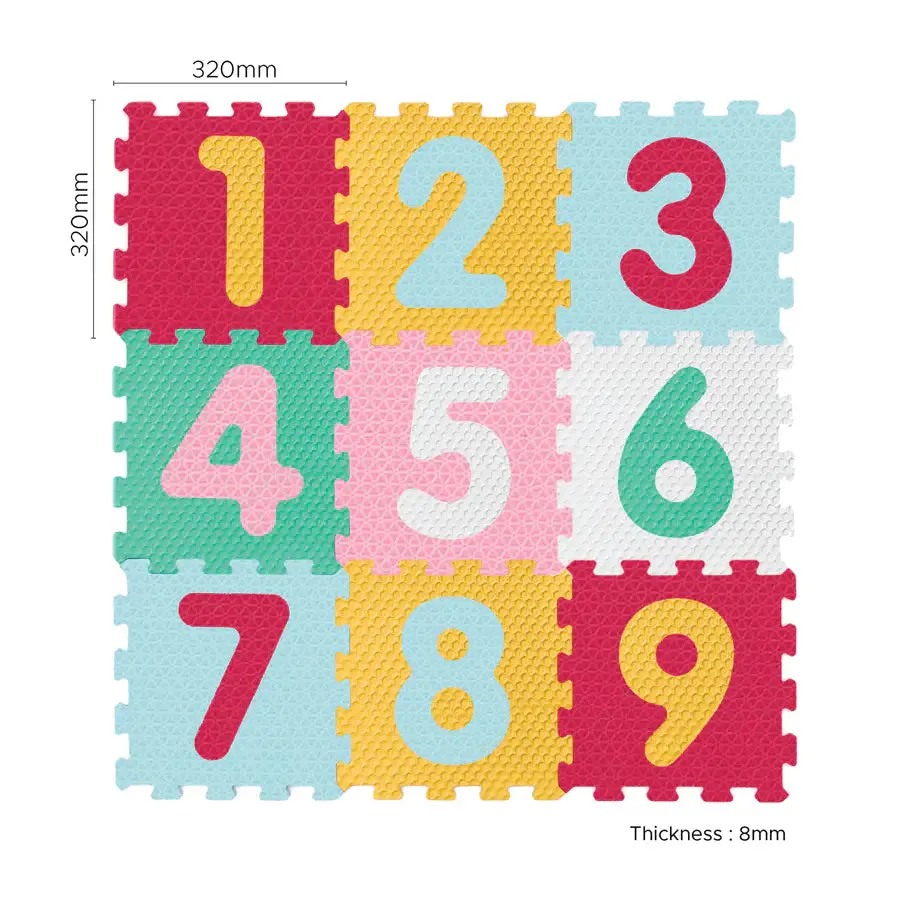 Sunta Mix Textured Numbers Puzzle Baby Mat 9 Pcs