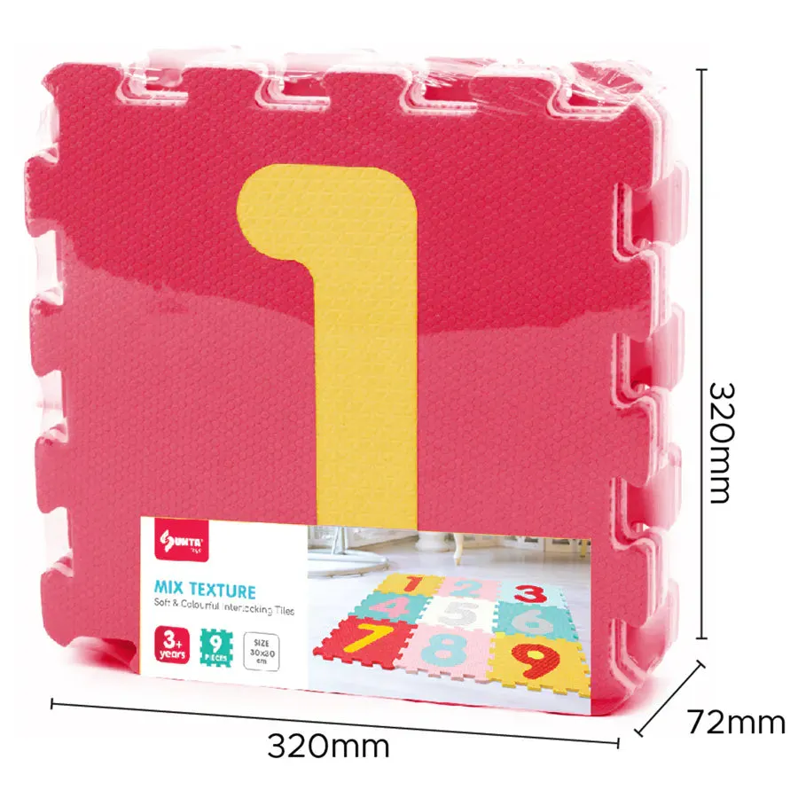 Sunta Mix Textured Numbers Puzzle Baby Mat 9 Pcs