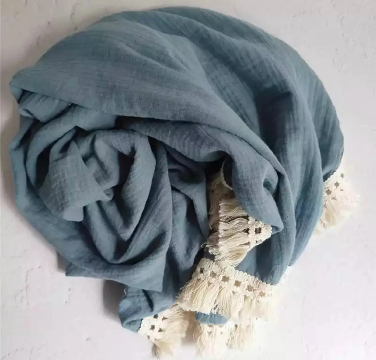 Tassel Swaddle - Dusty Blue