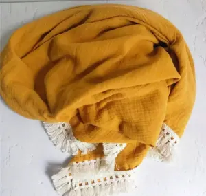 Tassel Swaddle - Mustard Yellow