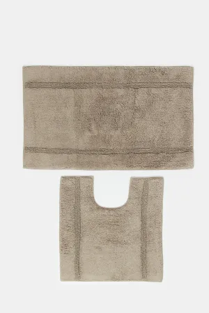 Taupe Plain Bathmat (2 Piece)