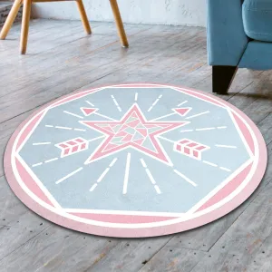 UMAI Polyester Rubber Bathroom Mat (38cm) Round Bath Mat | Anti Skid Mat for Bathroom Floor | Bathroom Accessories | Bathroom Mats Water Soak | Non Slip Mat for Bathroom | Floor Mat- Pink & Blue