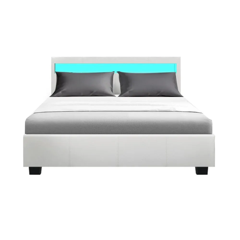 Wanda LED Storage Double Bed Frame White