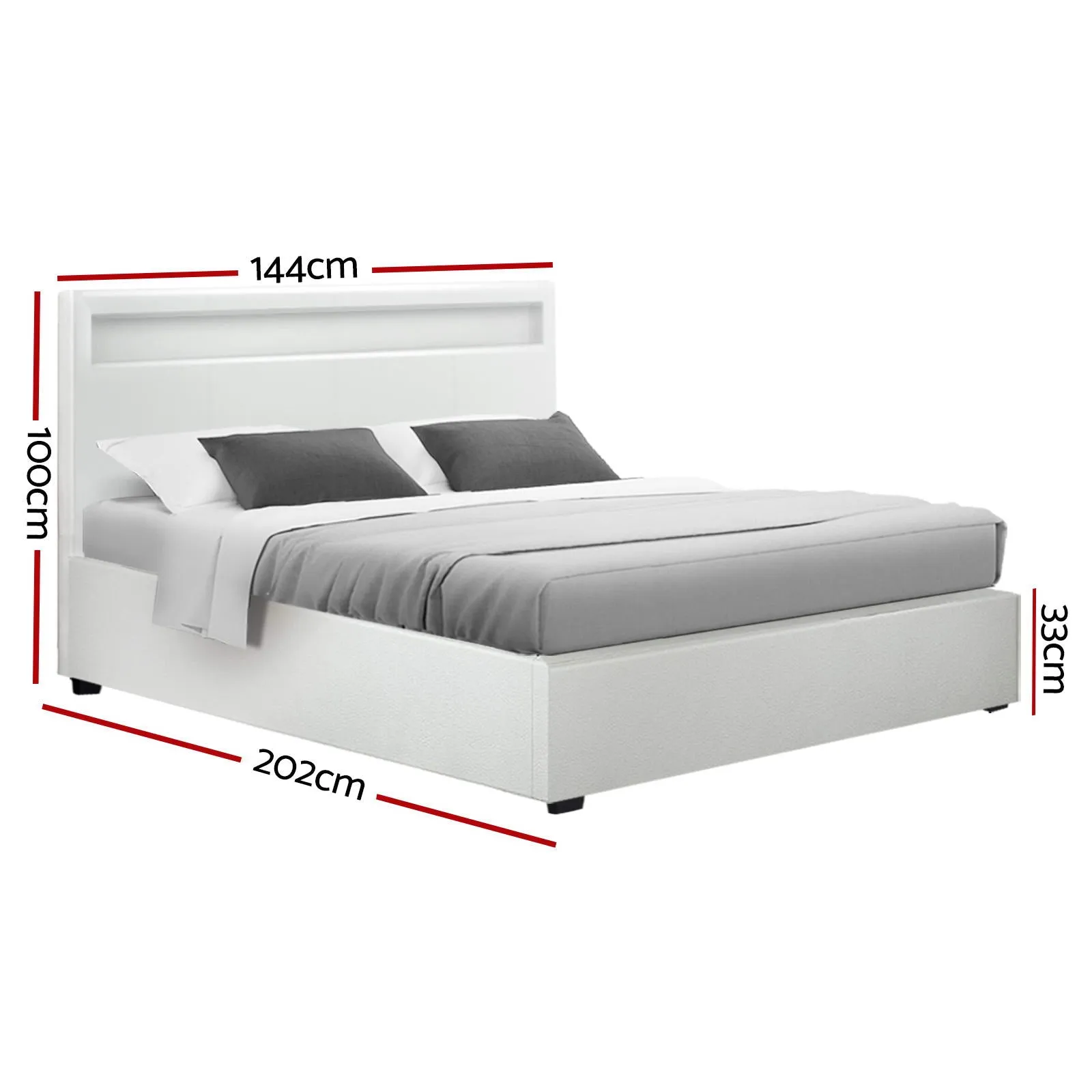 Wanda LED Storage Double Bed Frame White