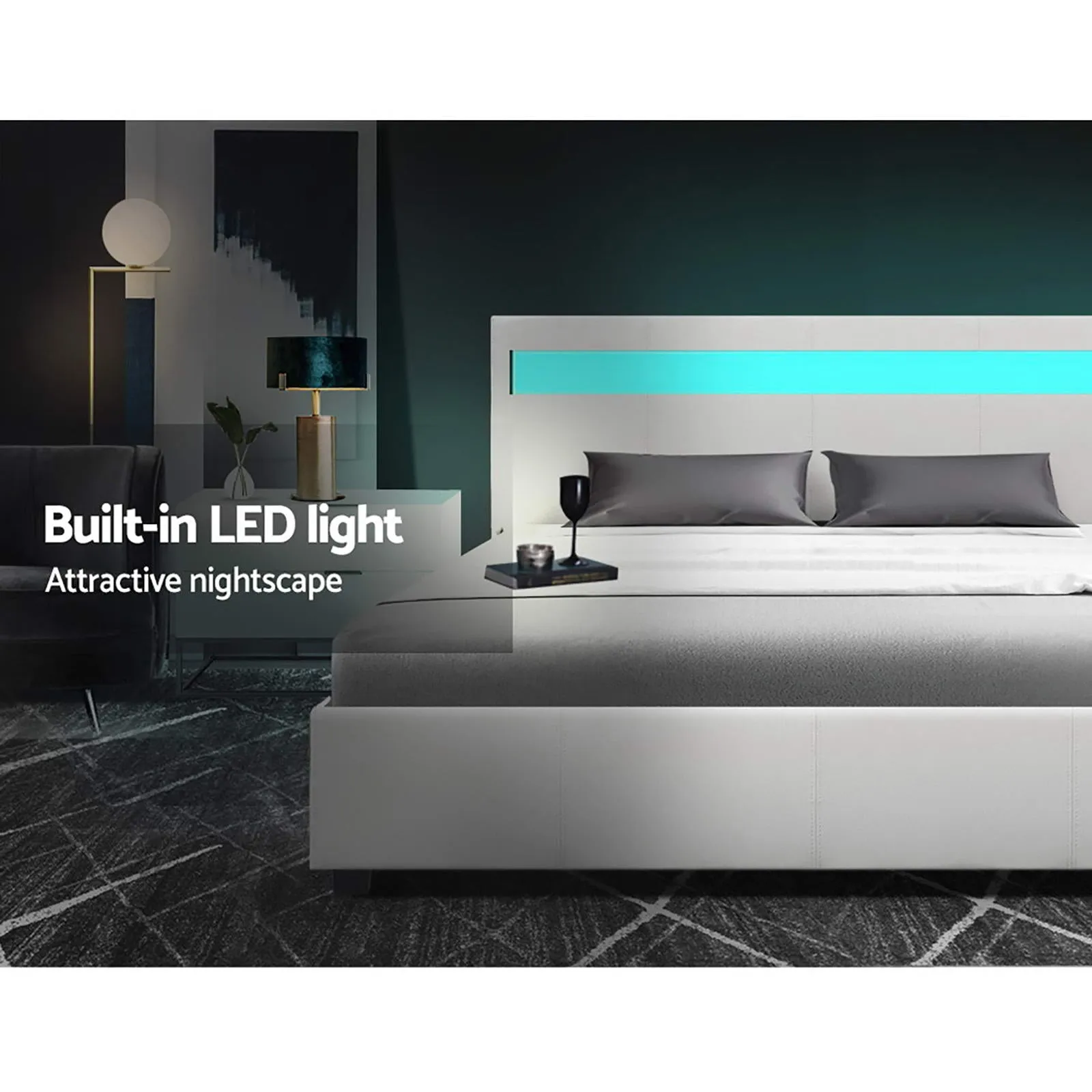 Wanda LED Storage Double Bed Frame White