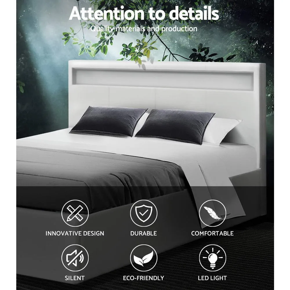 Wanda LED Storage Double Bed Frame White
