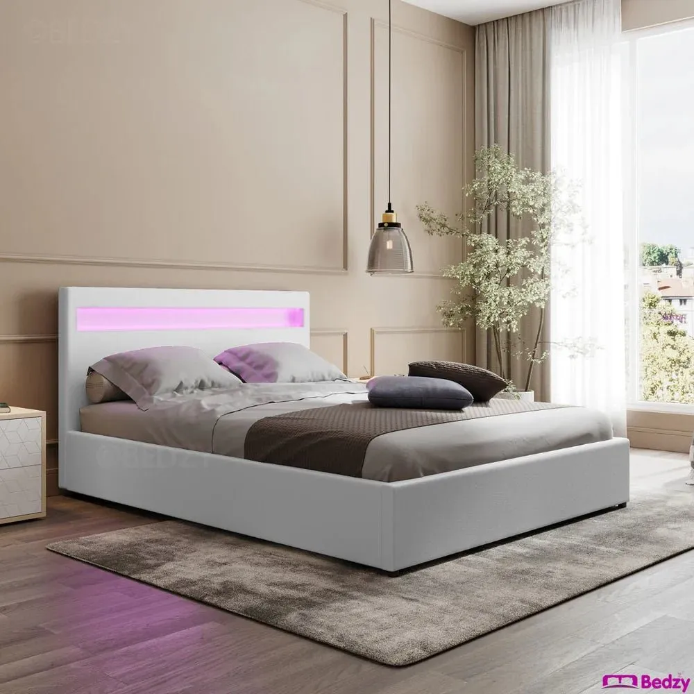Wanda LED Storage Double Bed Frame White